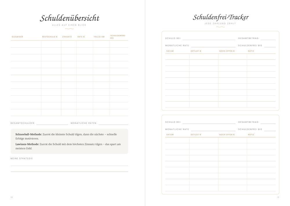 Schuldenübersicht und Schuldenfrei-Tracker